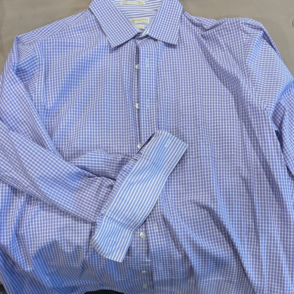 MICHAEL Michael Kors purple and White Gingham Dress Shirt